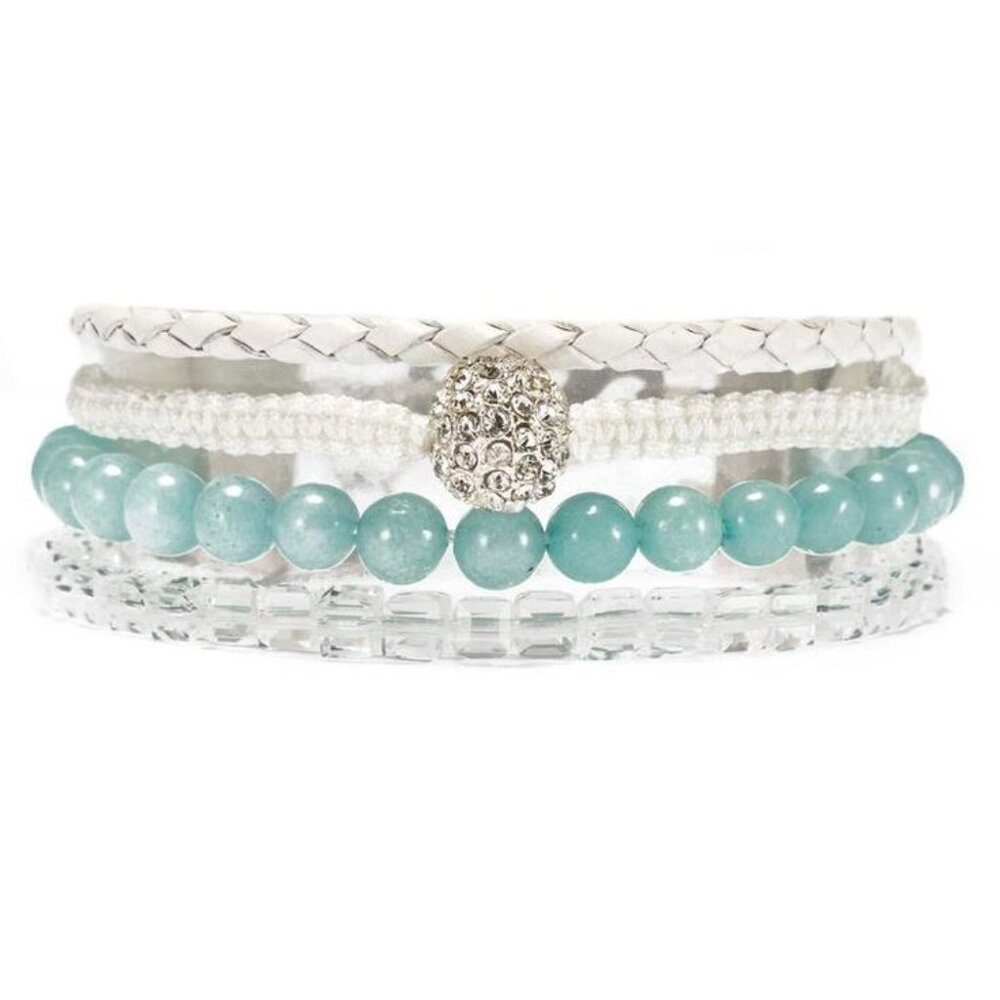 VICTORIA EMERSON ALENTEJO STACKED CUFF BRACELET BEADS CRYSTAL BLUE NIP
